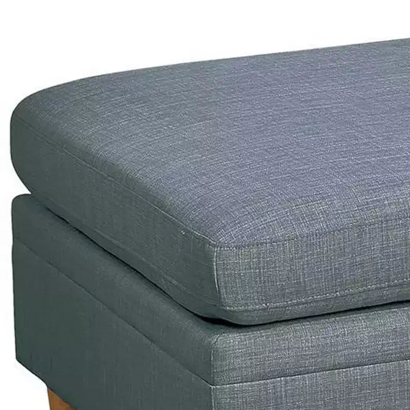 Pouf Royal Hampton de 37 po, assise carrée rembourrée, tissu Dorris gris acier lisse