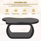 Table Basse Nuage en Bois, Table d'Appoint Crème Irrégulière avec Pieds Courbés, Petite Table Basse à Bord Arrondi pour Salon