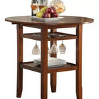 Table de comptoir en bois Royal Hampton à plateau rond, avec porte-verres et 2 abattants, marron