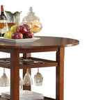 Table de comptoir en bois Royal Hampton à plateau rond, avec porte-verres et 2 abattants, marron