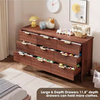 Commode de chambre à 9 tiroirs, chiffonnier de 154 cm de large avec poignées dorées, commode cannelée Meuble TV, organisateur de rangement de vêtements pour salon