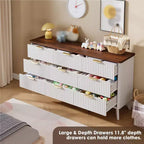 Commode de chambre à 9 tiroirs, chiffonnier de 154 cm de large avec poignées dorées, commode cannelée Meuble TV, organisateur de rangement de vêtements pour salon