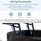 Table basse relevable ronde avec poufs et rangement, ensemble de tables basses dorées avec tabourets dissimulés pour le salon