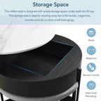 Table basse relevable ronde avec poufs et rangement, ensemble de tables basses dorées avec tabourets dissimulés pour le salon