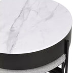 Table basse relevable ronde avec poufs et rangement, ensemble de tables basses dorées avec tabourets dissimulés pour le salon