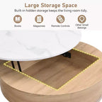 Table basse relevable ronde avec poufs et rangement, ensemble de tables basses dorées avec tabourets dissimulés pour le salon