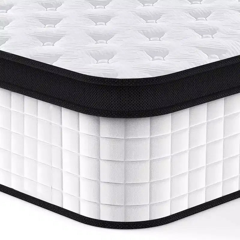 Matelas hybride Whisen 12 places avec mousse à mémoire de forme 7 zones, ressorts ensachés individuels, housse tricotée