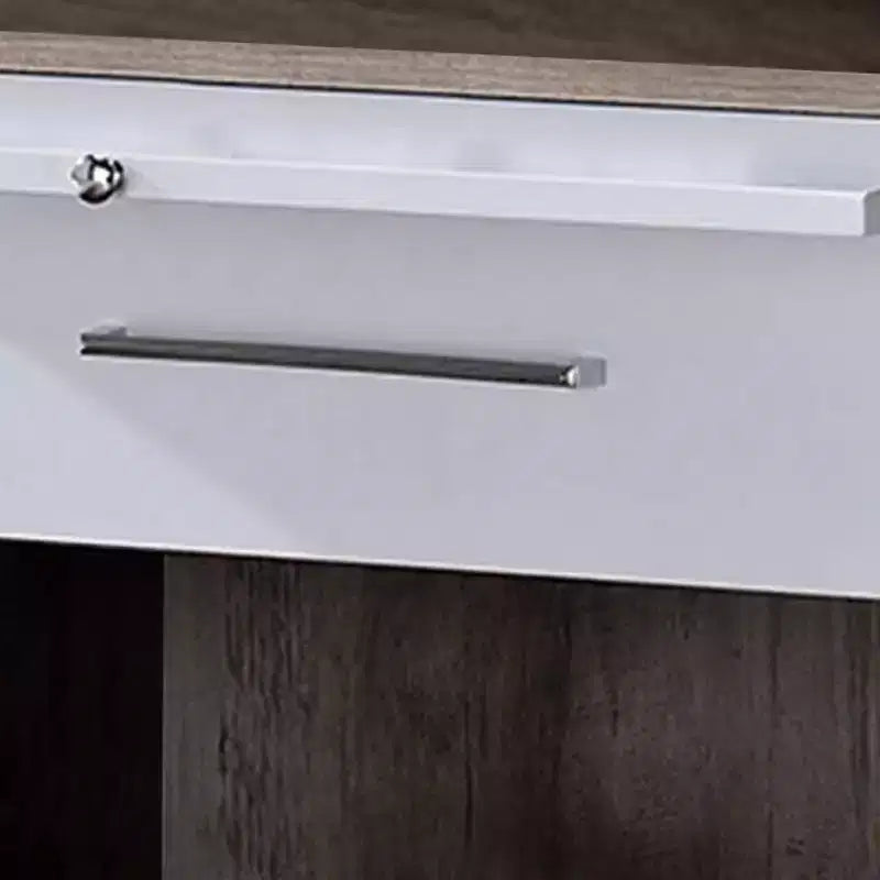 Table d'appoint Royal Hampton avec espace de rangement ouvert et plateau coulissant, marron et blanc