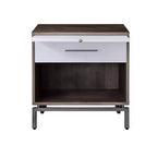 Table d'appoint Royal Hampton avec espace de rangement ouvert et plateau coulissant, marron et blanc