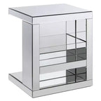 Royal Hampton Accent Table with Mirrored Panels and C Shape, Silver