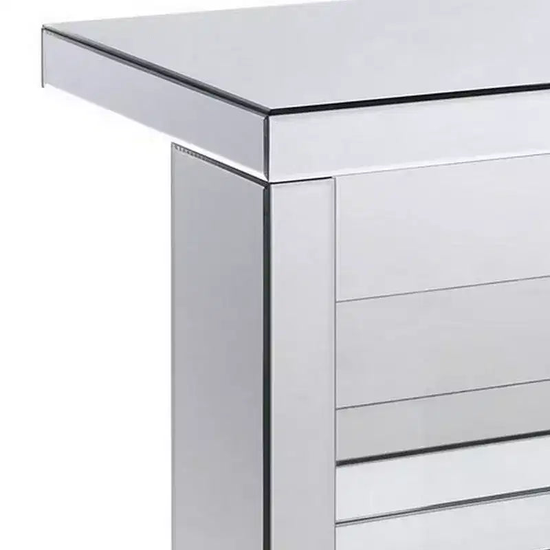Table d'appoint Royal Hampton avec panneaux miroir et forme en C, argent