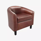 Fauteuils d'appoint en similicuir, fauteuils club baril avec assise moelleuse pour salon, chambre, salle de lecture, salle d'attente