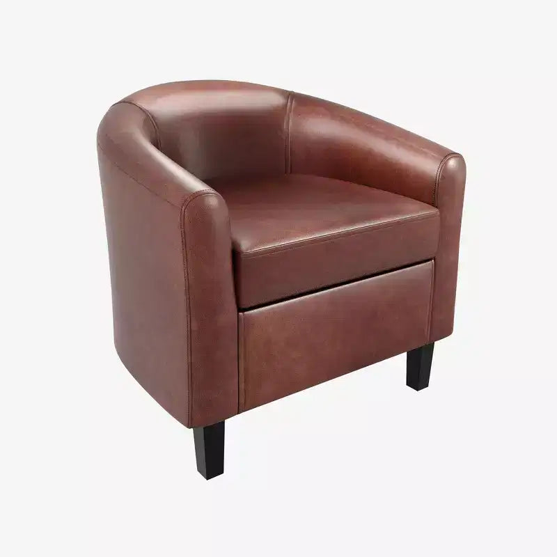 Fauteuils d'appoint en similicuir, fauteuils club baril avec assise moelleuse pour salon, chambre, salle de lecture, salle d'attente