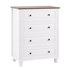 White Storage Chest, 4 Drawers with Brushed Handles