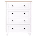 Commode de rangement blanche, 4 tiroirs avec poignées brossées