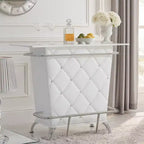 Royal Hampton Style Leatherette Padded Bar Table With Button Tufting, White