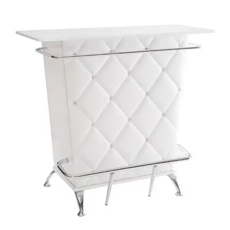 Table de bar rembourrée en similicuir Royal Hampton avec capitonnage, blanc