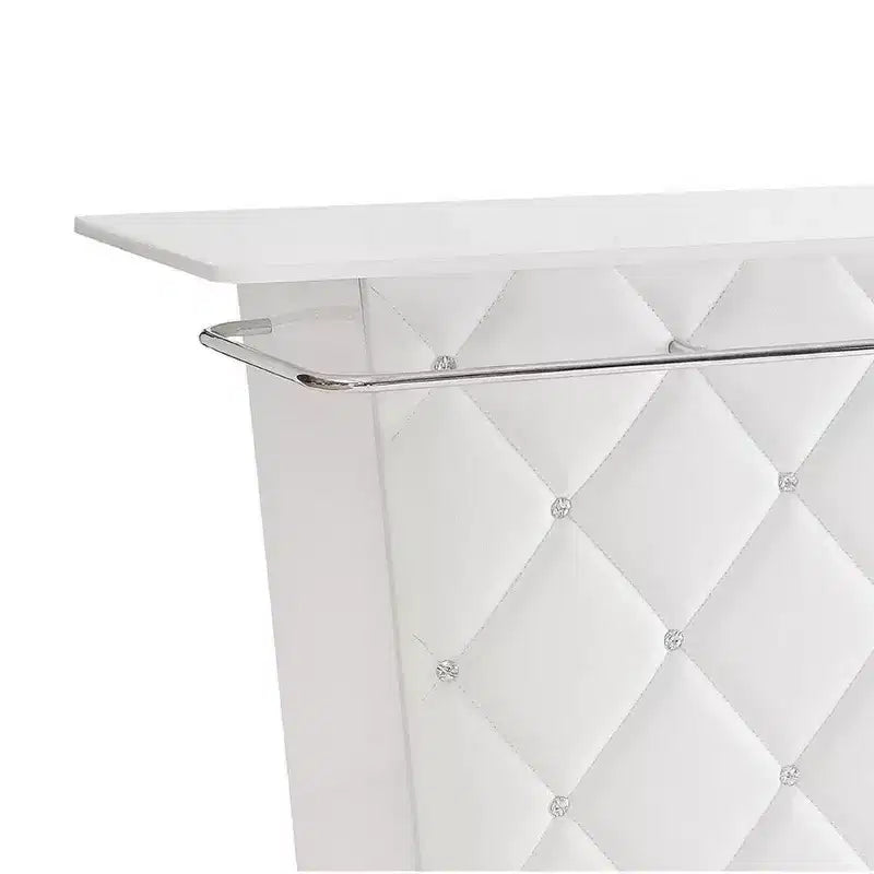 Table de bar rembourrée en similicuir Royal Hampton avec capitonnage, blanc