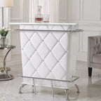Table de bar rembourrée en similicuir Royal Hampton avec capitonnage, blanc