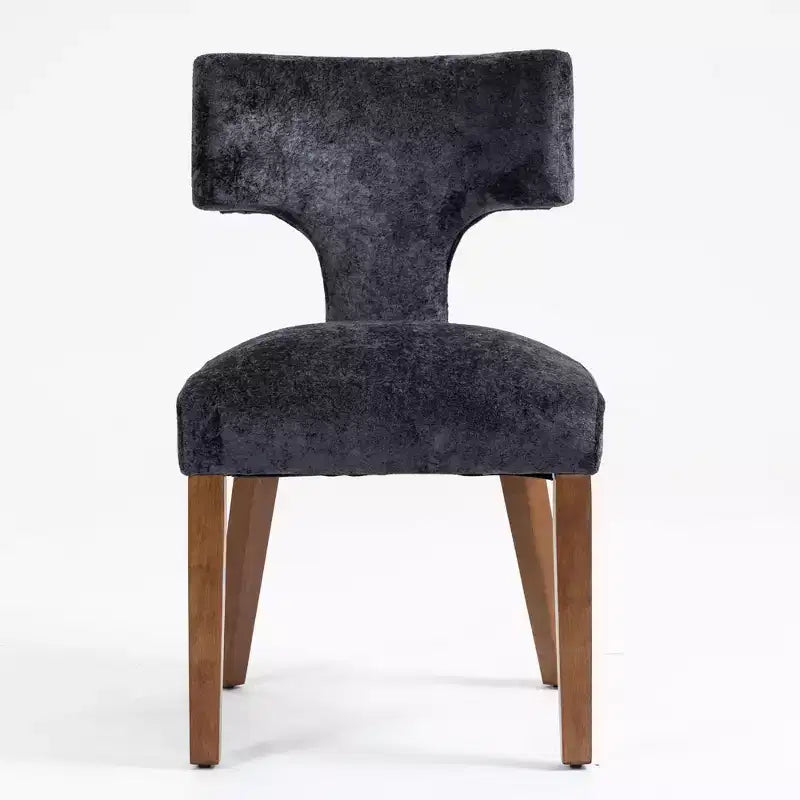 Furniliving Lot de 2 chaises de salle à manger modernes du milieu du siècle, chaises d'appoint rembourrées en tissu chenille de style rustique, chaises de cuisine avec cadre en bois massif