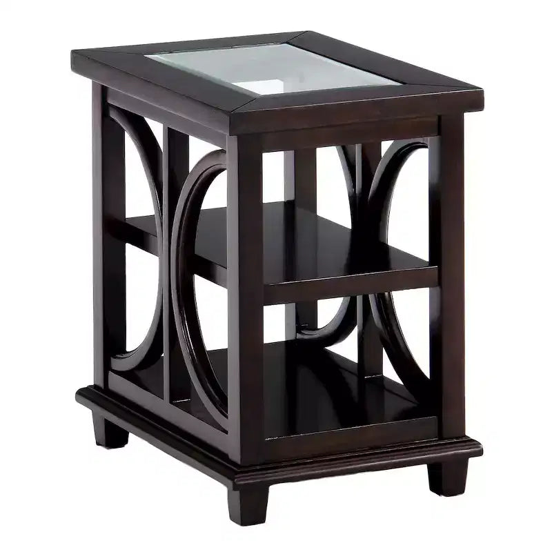 Jofran, Table d'appoint contemporaine en bois et verre du Panama