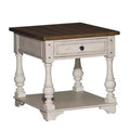 Liberty Furniture,Morgan Creek End Table in Antique White w/ Wirebrushed Tobacco Accents