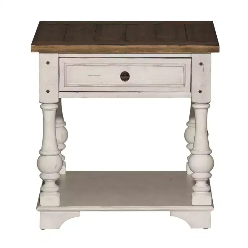 Table d'appoint Liberty Furniture, Morgan Creek, blanc antique avec accents tabac brossé