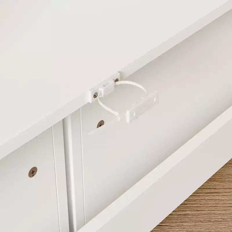 Famapy Étagère de Rangement Blanche pour Enfants Meuble de Rangement Jouets Porte Coulissante + Bacs Roulants + Étagères Multi-Niveaux