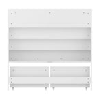 Famapy Étagère de Rangement Blanche pour Enfants Meuble de Rangement Jouets Porte Coulissante + Bacs Roulants + Étagères Multi-Niveaux
