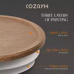 COZAYH Tables d'appoint rustiques rondes avec plateau en bois et base incurvée, ensemble de 2