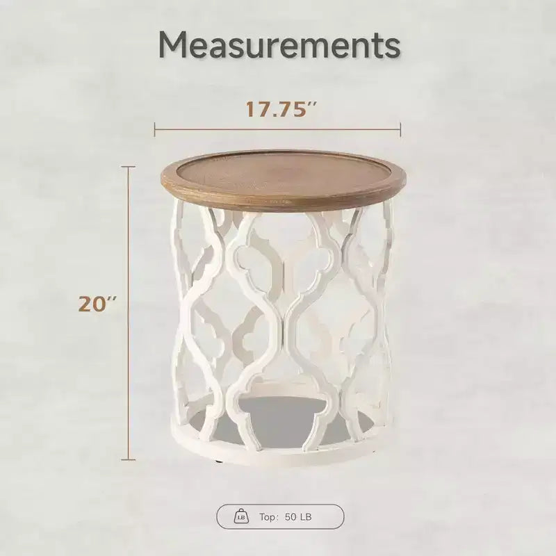 COZAYH Tables d'appoint rustiques rondes avec plateau en bois et base incurvée, ensemble de 2