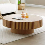 39.37 Table basse ronde moderne pour salon, table tambour fabriquée à la main en MDF - Panipeachy