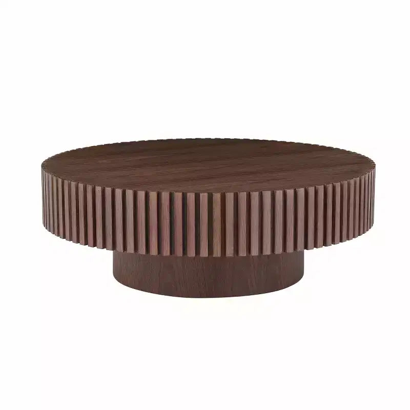 39.37 Table basse ronde moderne pour salon, table tambour fabriquée à la main en MDF - Panipeachy