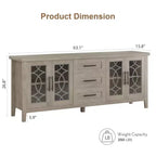 Meuble TV de ferme pour téléviseur 70 pouces, console média de style Mid-century avec 3 tiroirs et 2 portes, buffet de cuisine, meuble d'entrée, rangement polyvalent