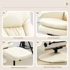 Fauteuil inclinable en cuir PU avec pouf, fauteuil inclinable pivotant et pouf avec base ronde pour salon