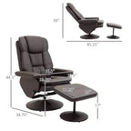 Fauteuil inclinable en cuir PU avec pouf, fauteuil inclinable pivotant et pouf avec base ronde pour salon