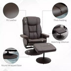 Fauteuil inclinable en cuir PU avec pouf, fauteuil inclinable pivotant et pouf avec base ronde pour salon