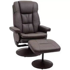 PU Leather Recliner Chair with Ottoman, Swivel Recliner and Ottoman with Round Wrapped Base for Living Room