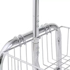 Okak Portemanteau d'entrée robuste sur roulettes avec frein verrouillable, porte-manteau autoportant pliable, étagères de rangement avec panier, argent
