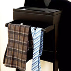 Okak Portant élégant avec cintre, porte-manteau avec 2 barres de suspension rondes et étagère à chaussures, étagère de rangement pour entrée, espace étroit, noir