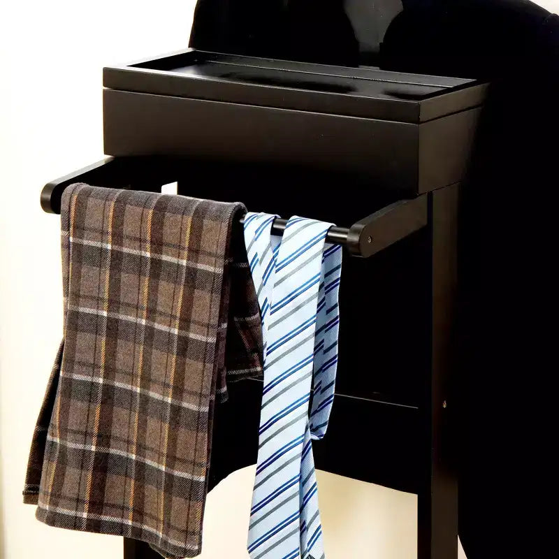 Okak Portant élégant avec cintre, porte-manteau avec 2 barres de suspension rondes et étagère à chaussures, étagère de rangement pour entrée, espace étroit, noir