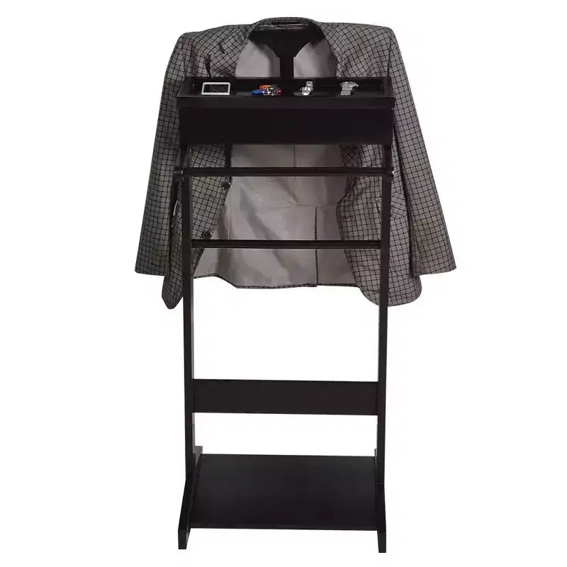 Okak Portant élégant avec cintre, porte-manteau avec 2 barres de suspension rondes et étagère à chaussures, étagère de rangement pour entrée, espace étroit, noir