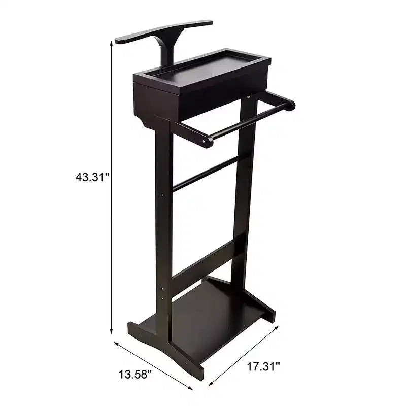 Okak Portant élégant avec cintre, porte-manteau avec 2 barres de suspension rondes et étagère à chaussures, étagère de rangement pour entrée, espace étroit, noir