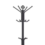 Okak Portant à manteaux autoportant élégant en métal avec 3 niveaux de crochets, porte-manteau au design minimaliste, étagère de rangement pour salon, chambre, noir