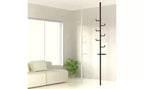 Porte-manteau Okak du sol au plafond avec poteau à tension réglable, Arbre d'entrée avec plateau et crochets, Portemanteau pour Salon, Entrée, Balcon, Noir
