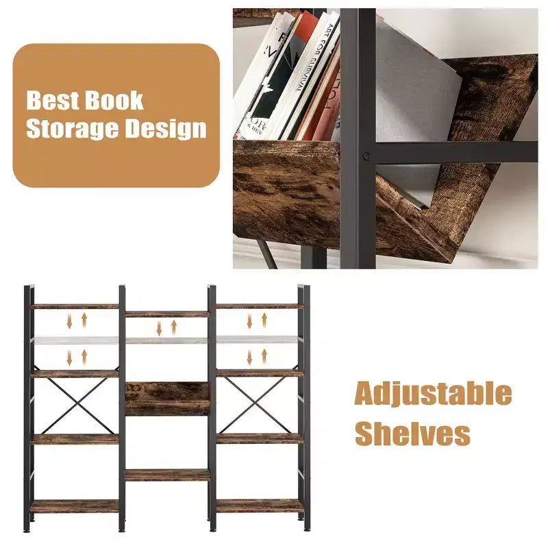Étagère Celebalcony 71,6H x 57,8W, bibliothèque 4 niveaux avec 11 étagères ouvertes, grande bibliothèque ouverte pour la maison et le bureau
