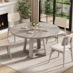 Table à manger ronde pour 4-6 personnes, table de salle à manger circulaire de 120 cm avec base croisée robuste, table à manger en bois de style ferme pour appartement, cuisine, salon
