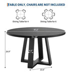 Table à manger ronde pour 4-6 personnes, table de salle à manger circulaire de 120 cm avec base croisée robuste, table à manger en bois de style ferme pour appartement, cuisine, salon
