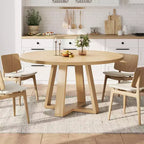 Table à manger ronde pour 4-6 personnes, table de salle à manger circulaire de 120 cm avec base croisée robuste, table à manger en bois de style ferme pour appartement, cuisine, salon