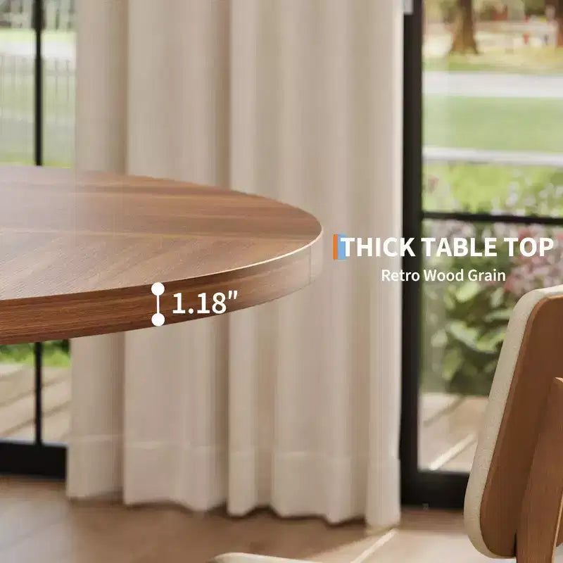 Table à manger ronde pour 4-6 personnes, table de salle à manger circulaire de 120 cm avec base croisée robuste, table à manger en bois de style ferme pour appartement, cuisine, salon